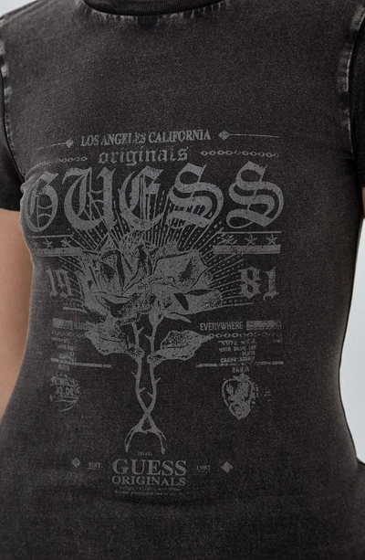 Shop Guess Originals Go Rose Cotton Graphic T-shirt In Black