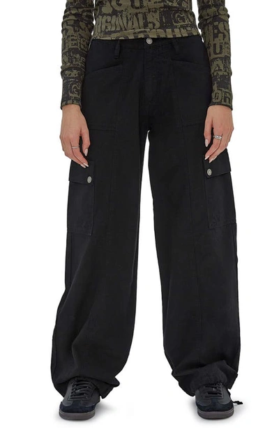 Shop Guess Originals Go Utility Cotton Denim Cargo Pants In Black