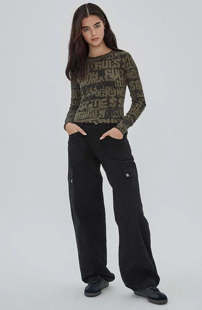 Guess Originals Go Utility Cotton Denim Cargo Pants In Black