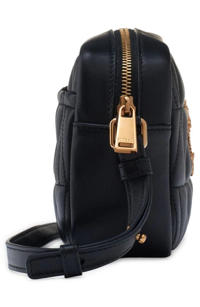 Shop Versace Virtus Quilted Leather Camera Bag In Black/  Gold