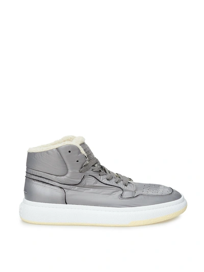 Shop Mm6 Maison Margiela Grey High-top Fur Sneakers