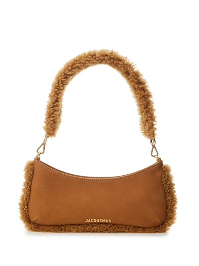 Shop Jacquemus Light Brown Leather Le Bisou Doux Shoulder Bag