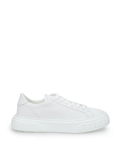 Shop Casadei White Nappa Leather Off-road Sneakers