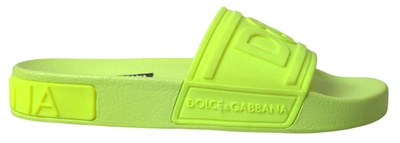 Shop Dolce & Gabbana Yellow Green Sandals Slides Shoes