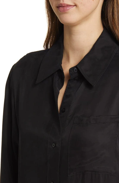 Shop Nordstrom One-pocket Long Sleeve Maxi Shirtdress In Black