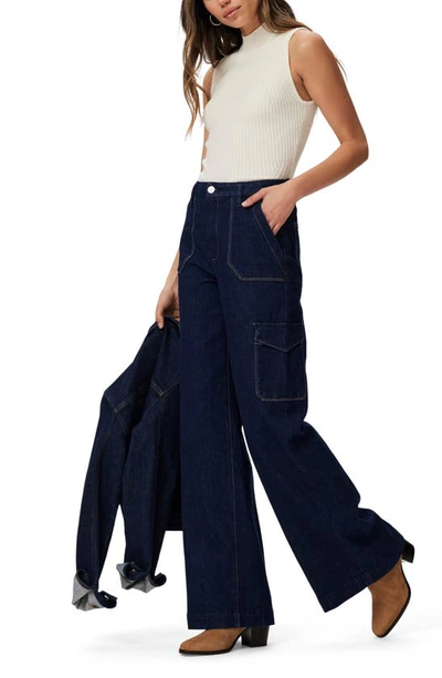 Shop Paige Harper High Waist Wide Leg Cargo Jeans In Raelynn