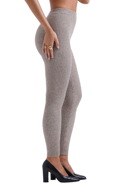 House Of Cb Rosmina Sweater Knit Wool Rib Leggings In Grey