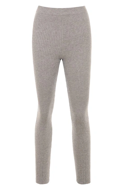 House Of Cb Rosmina Sweater Knit Wool Rib Leggings In Grey