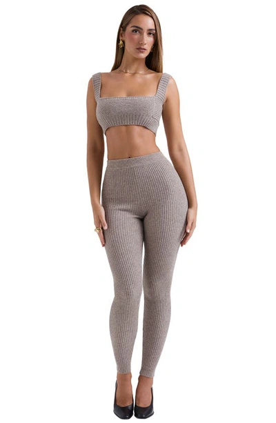 House Of Cb Rosmina Sweater Knit Wool Rib Leggings In Grey