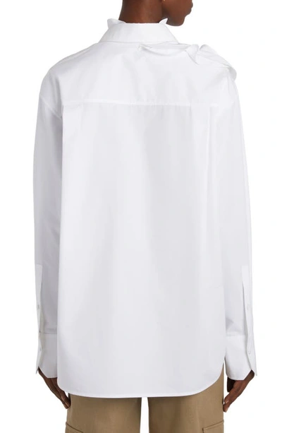Shop Valentino Garavani Rose Detail Cotton Button-up Shirt In Bianco Ottico