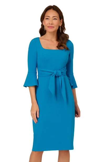Shop Adrianna Papell Tie Front Sheath Dress In Deep Cerulean