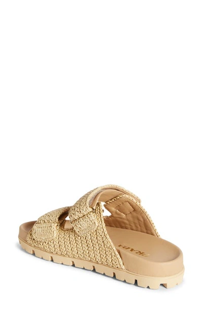 Shop Prada Raffia Double Band Slide Sandal In Natural