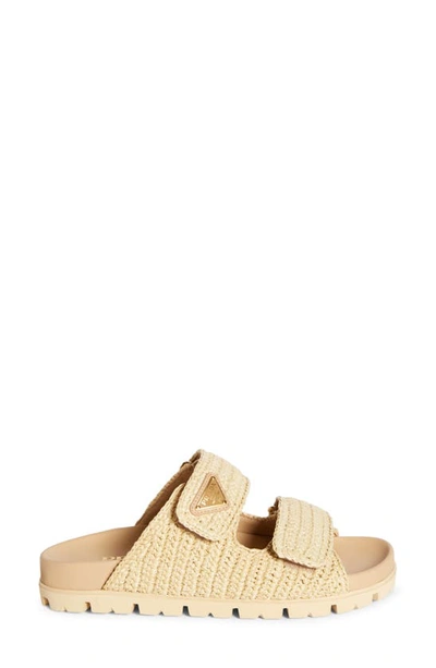 Shop Prada Raffia Double Band Slide Sandal In Natural