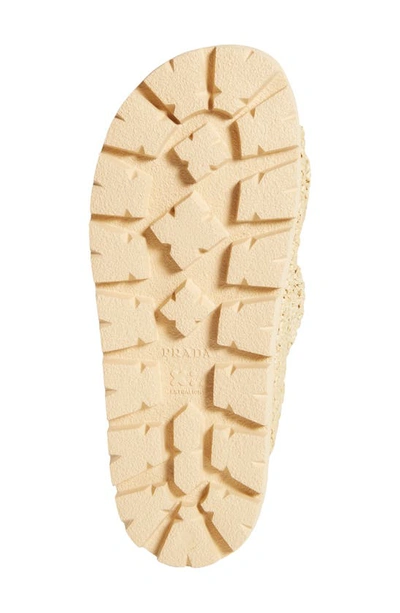 Shop Prada Raffia Double Band Slide Sandal In Natural