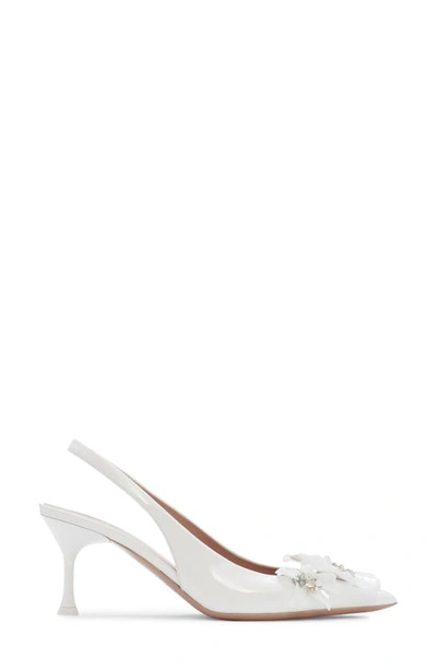 Shop Valentino Archive Wildflower Pointed Toe Slingback Pump In Bianco