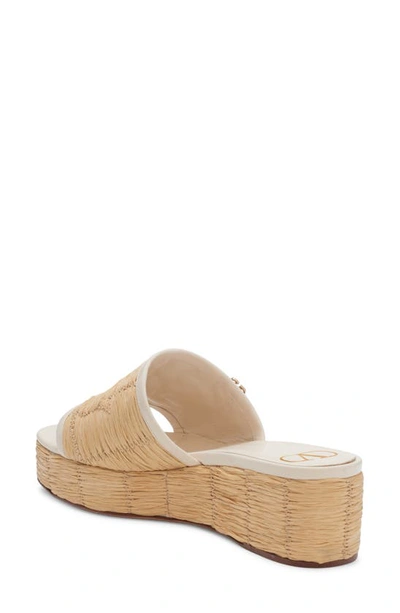 Shop Valentino Raflower Platform Wedge Slide Sandal In Light Ivory/ Naturale