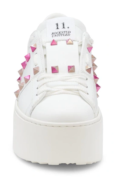 Shop Valentino Rockstud Untitled Platform Sneaker In Bianco/ Ivory/ Pink Pp