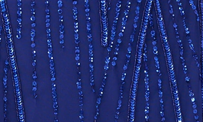 Adrianna Papell Beaded Sequin Surplice Trumpet Gown In Ultra Blue