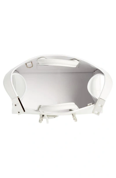 Shop Ferragamo Mini Hug Leather Top-handle Bag In Optic White