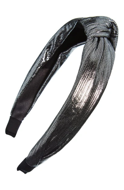 Shop Tasha Metallic Knot Headband In Silver