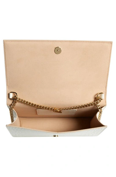 Alexander Mcqueen Medium Skull Croc Embossed Leather Crossbody Bag In Deep Ivory