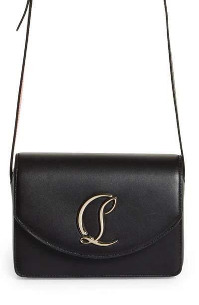 Shop Christian Louboutin Small Loubi54 Leather Crossbody Bag In Cm6s Black/ Gold