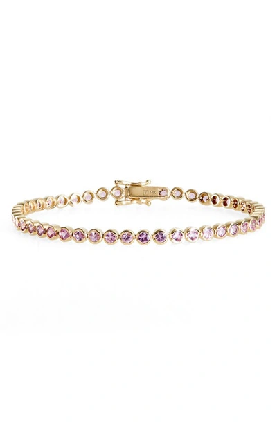 Shop Valani Atelier Pink Sapphire Tennis Bracelet In Yellow Gold/ Sapphire/ Diamond