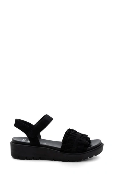 Ara Benton Ruffle Platform Sandal In Black