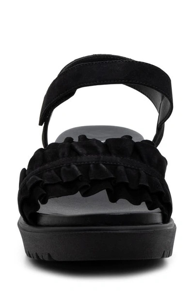 Ara Benton Ruffle Platform Sandal In Black