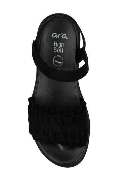 Ara Benton Ruffle Platform Sandal In Black