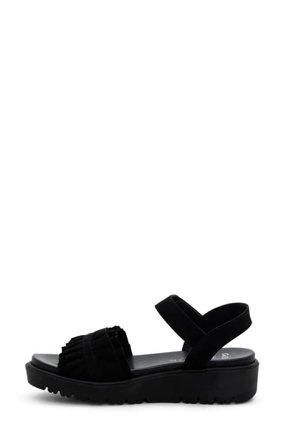 Ara Benton Ruffle Platform Sandal In Black
