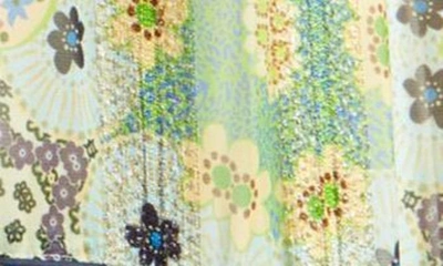 Ciebon Crissta Metallic Floral Long Sleeve Dress In Green