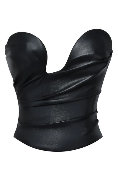 House Of Cb Saffira Faux Leather Corset In Black
