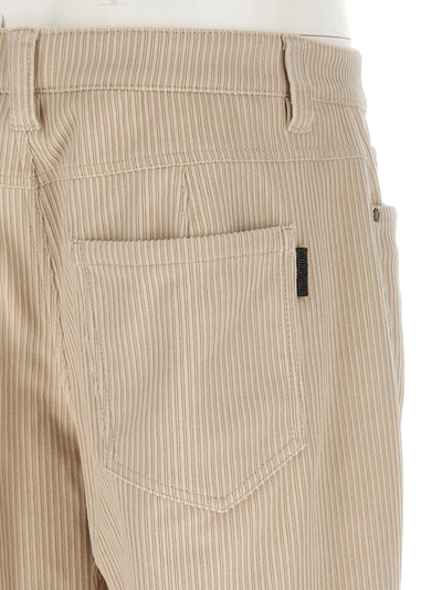 Shop Brunello Cucinelli Corduroy Trousers Pants Beige