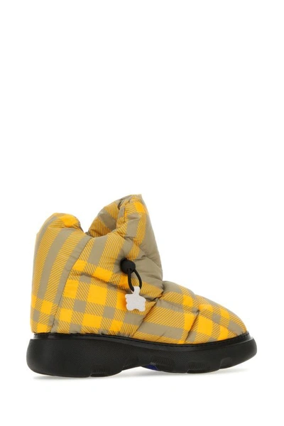 Shop Burberry Man Printed Polyester Pillow Check Ankle Boots In Multicolor