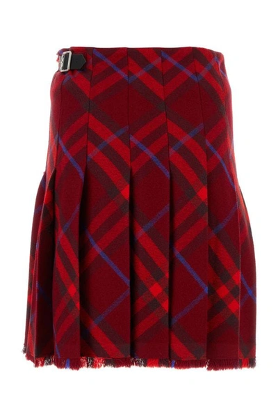 Shop Burberry Woman Embroidered Wool Skirt In Multicolor