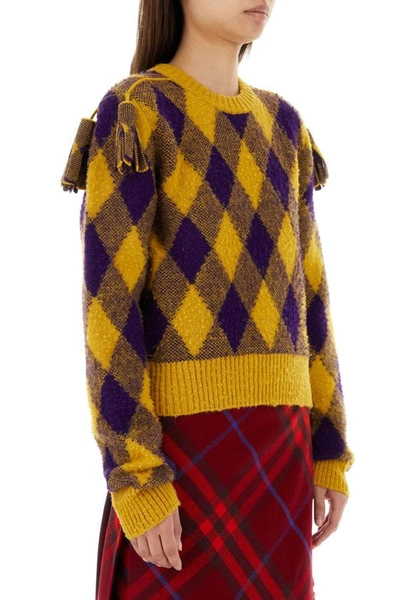 Shop Burberry Woman Embroidered Wool Sweater In Multicolor