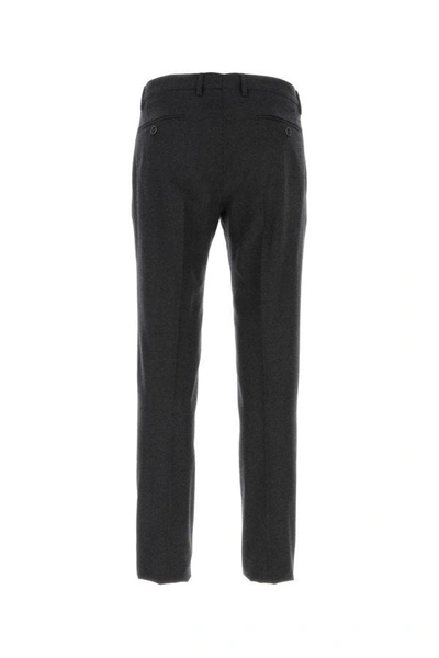 Shop Dolce & Gabbana Man Graphite Stretch Wool Pant In Black