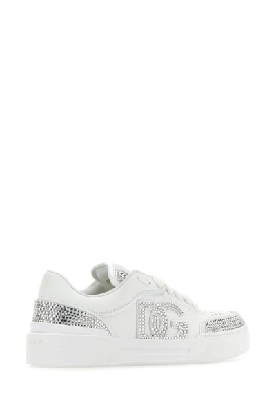 Shop Dolce & Gabbana Woman White Leather New Roma Sneakers