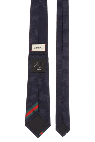 Shop Gucci Men Bee Embroidery Tie In Blue