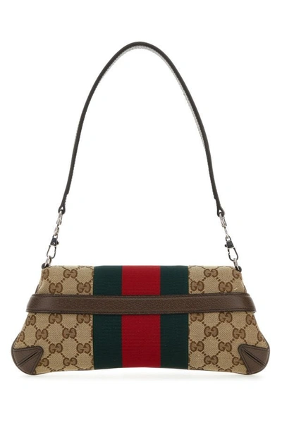 Shop Gucci Woman Original Gg Fabric Small  Horsebit Chain Shoulder Bag In Multicolor