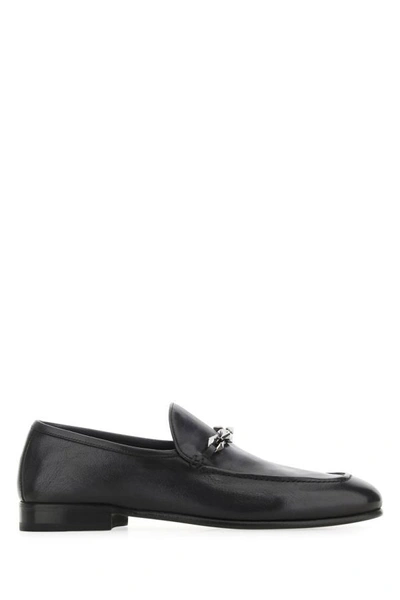 Shop Jimmy Choo Man Black Leather Marti Reverse Loafers