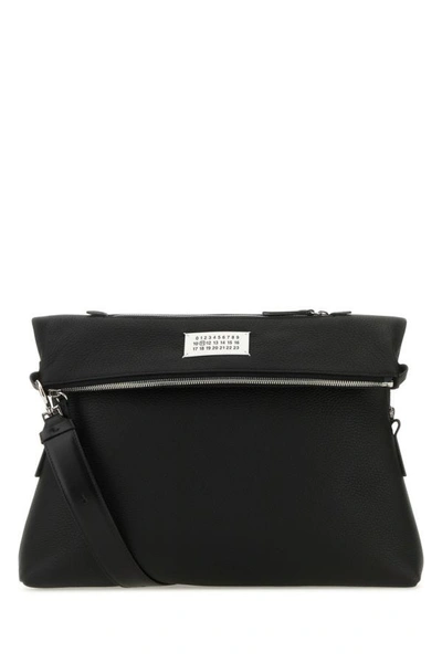 Maison Margiela Man Black Leather Crossbody Bag In Black
