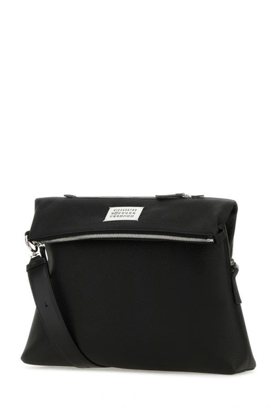 Maison Margiela Man Black Leather Crossbody Bag In Black