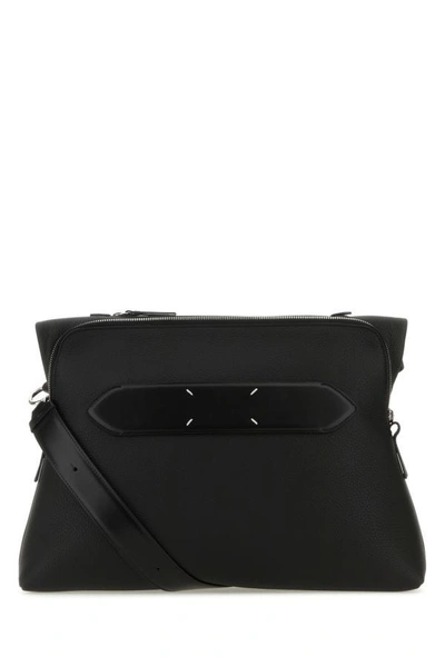 Maison Margiela Man Black Leather Crossbody Bag In Black