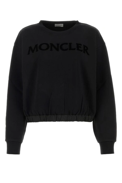 Shop Moncler Woman Black Cotton Blend Sweatshirt