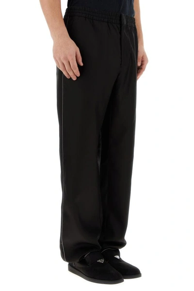Shop Prada Man Black Silk Pyjama Pant