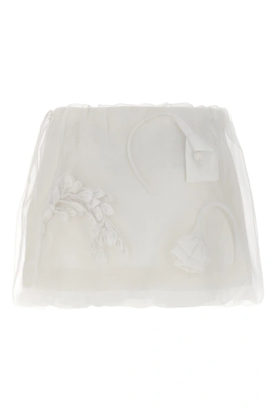 Shop Prada Women Satin Organza Skirt In White