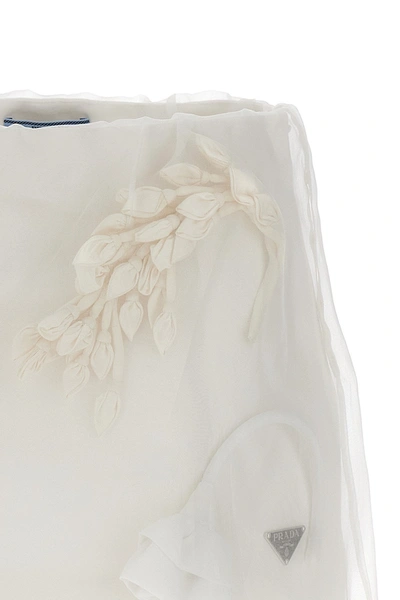 Shop Prada Women Satin Organza Skirt In White