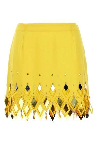 Shop Rabanne Women Diamond-hued Sequin Skirt In Yellow